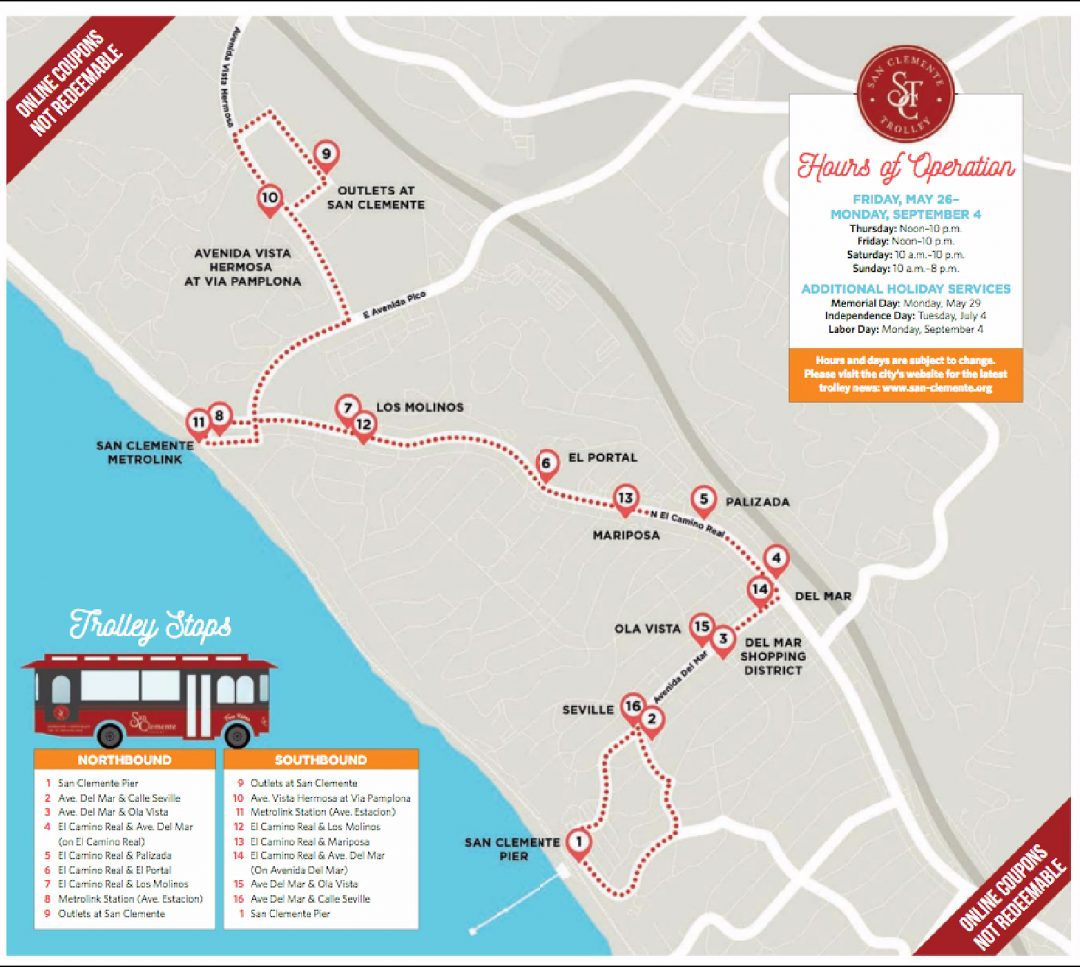 San Clemente Trolley Map 2017 - Laguna Beach